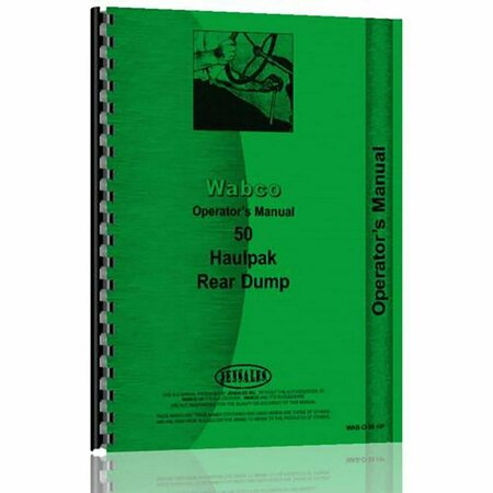 AFTERMARKET Industrial and Construction Operator Manual for Wabco 50 RAP82428